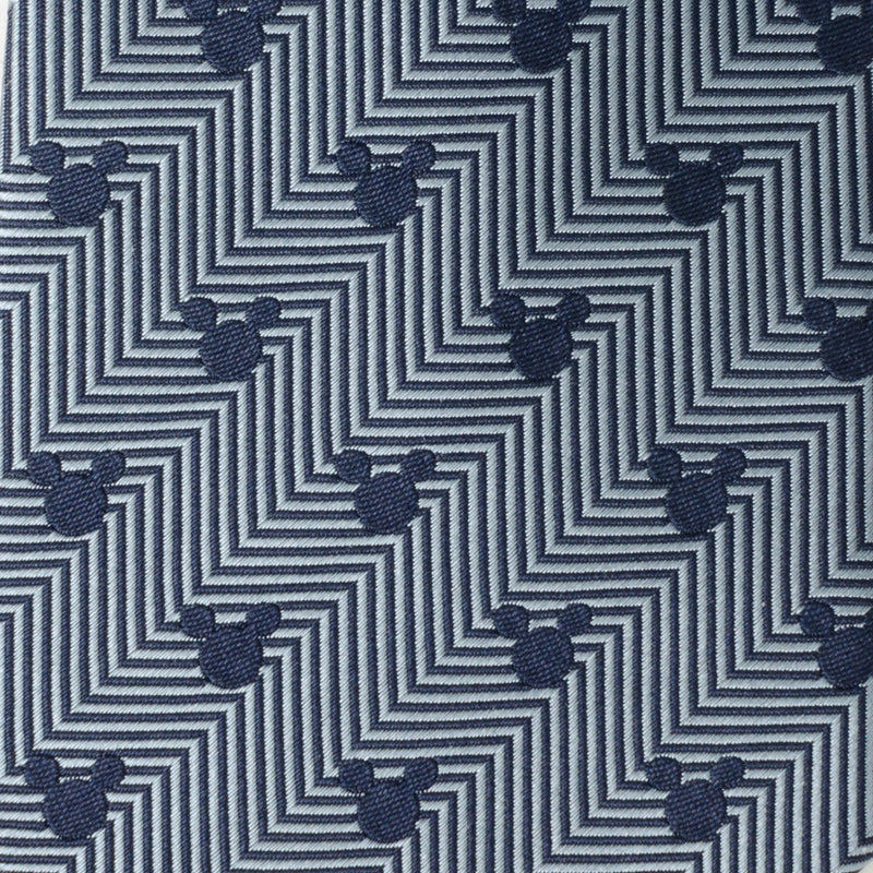 Disney Mickey Mouse Silhouette Blue Herringbone Men's Tie