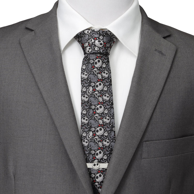 Disney The Nightmare Before Christmas Black Gray Pattern Men's Tie