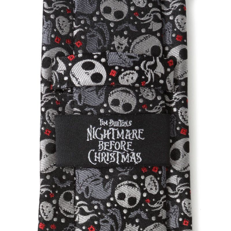 Disney The Nightmare Before Christmas Black Gray Pattern Men's Tie