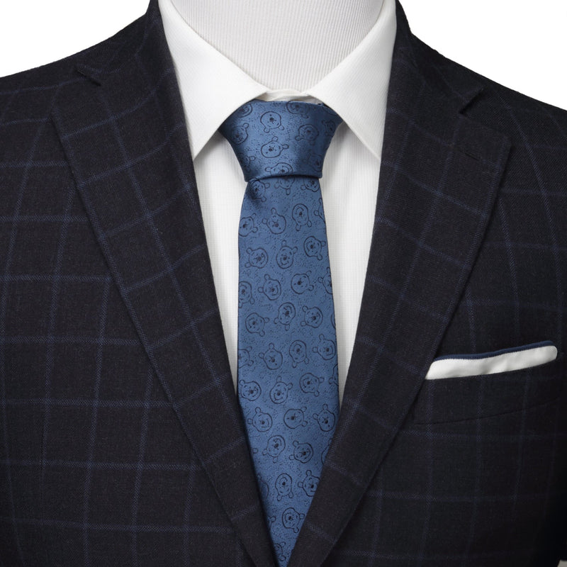 Disney Winnie the Pooh Blue Tonal Men's Tie