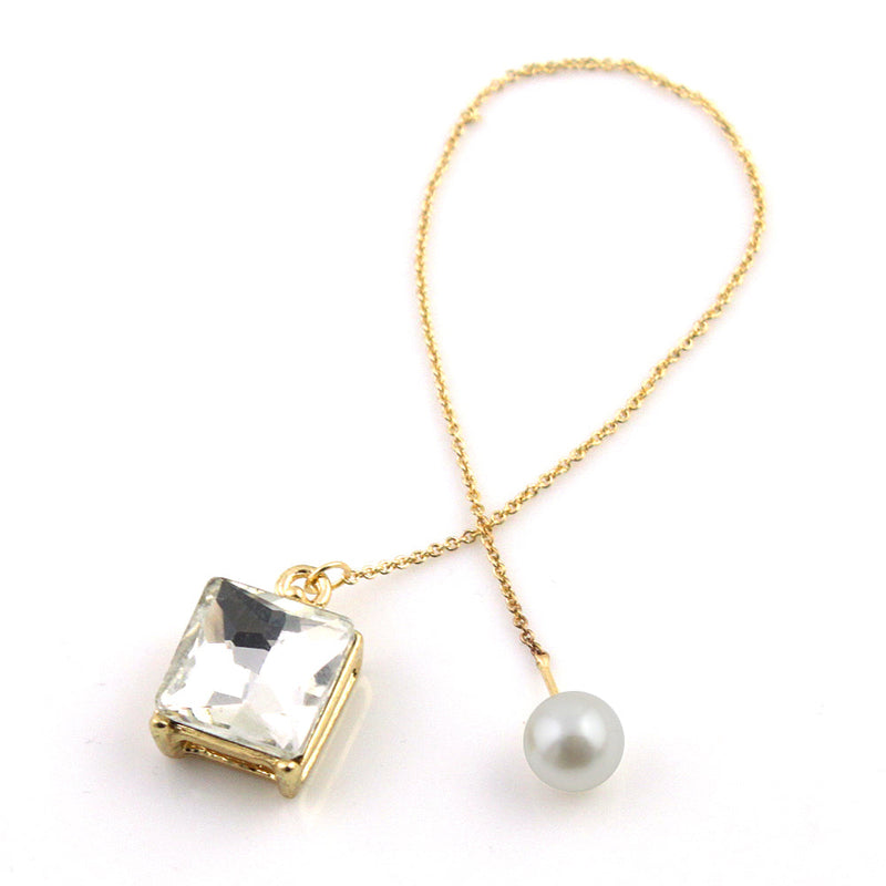 Pull Through Chain Ruby and Pearl Earring