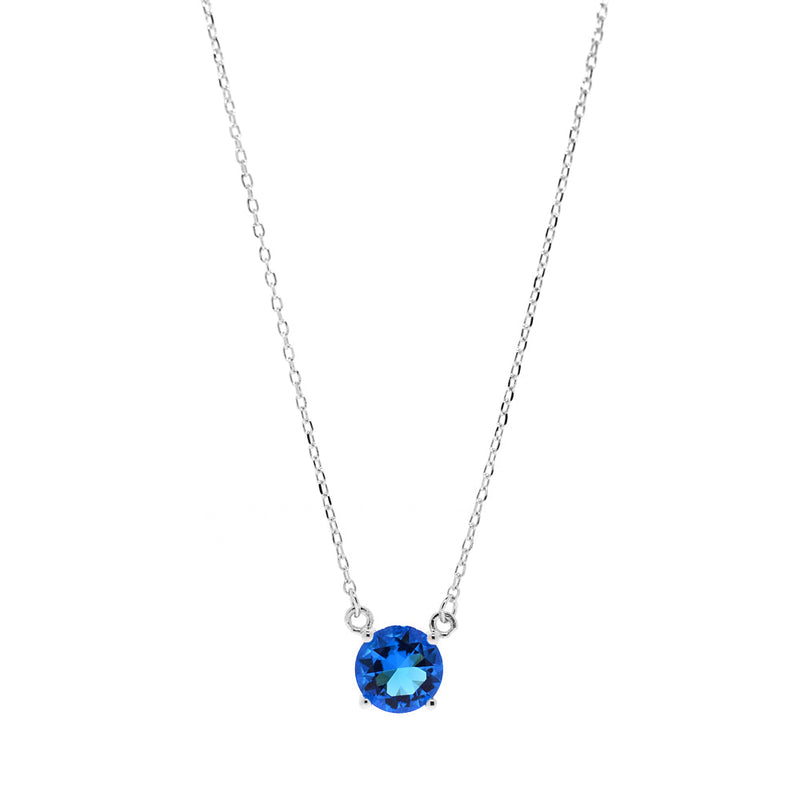 Tanzanite Solitaire Necklace Pendant in Rhodium