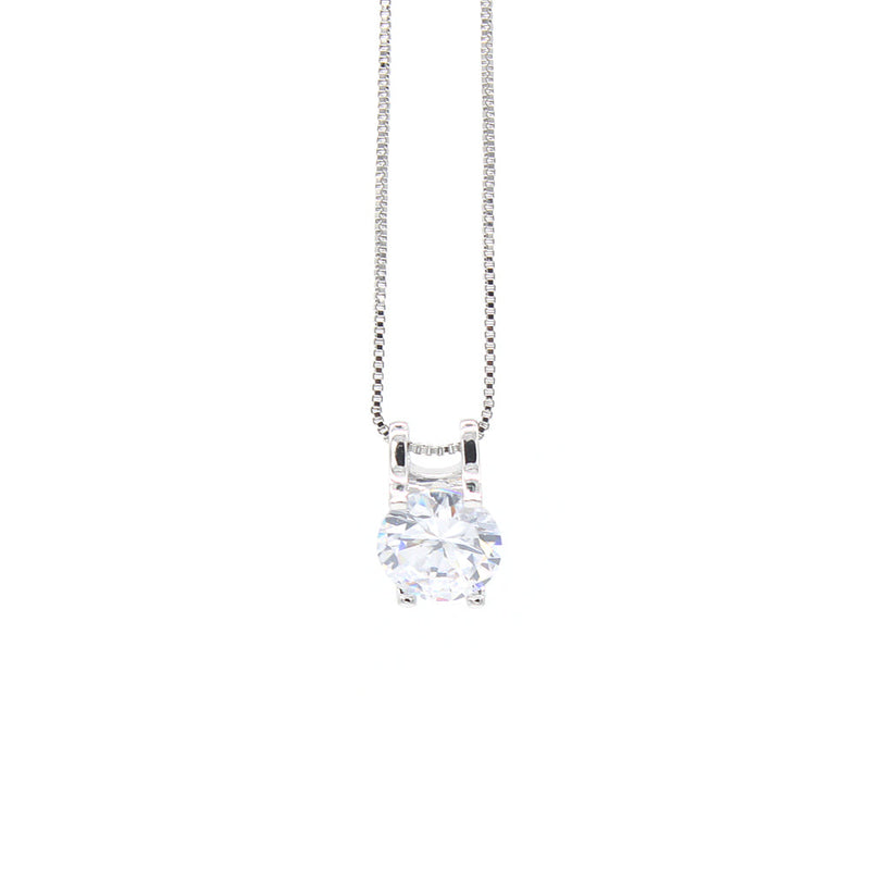 3.87 CTTW Solitaire  Crystal Pendant Necklace