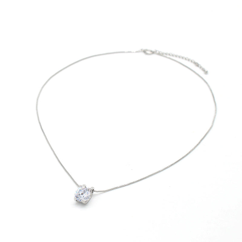 3.87 CTTW Solitaire  Crystal Pendant Necklace