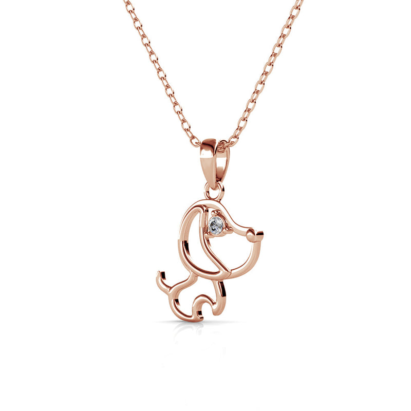 18K Rose-Gold Plated Dog Pendant Necklace
