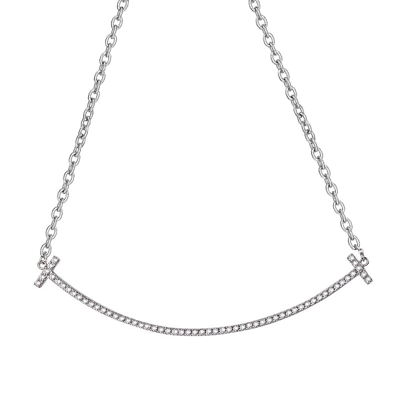 Sterling Silver Smile Pendant Necklace- 20ins