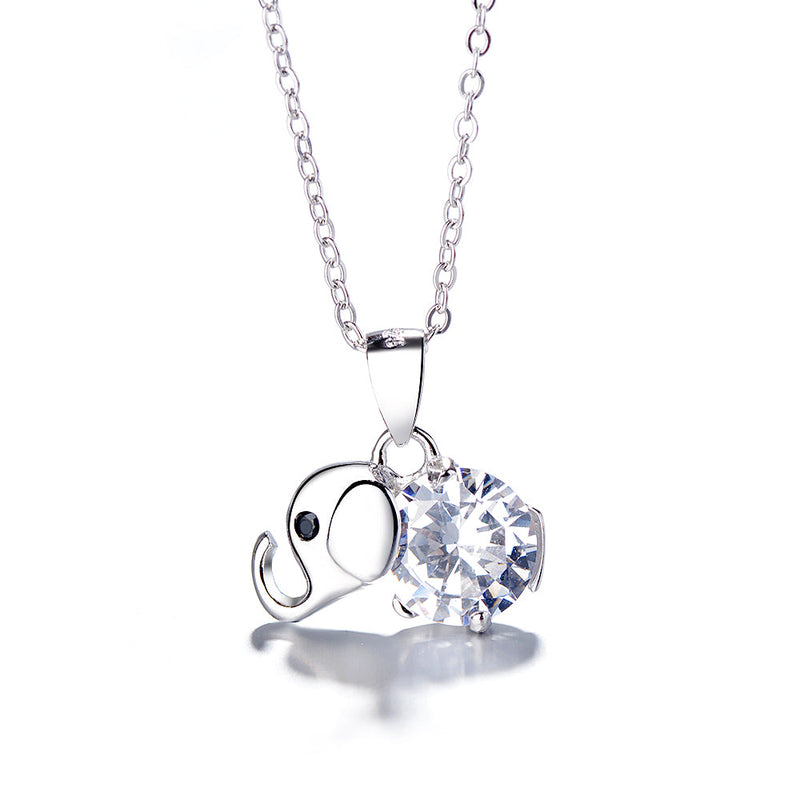 Sterling Silver Citrine and White topaz Elephant Pendant Necklace