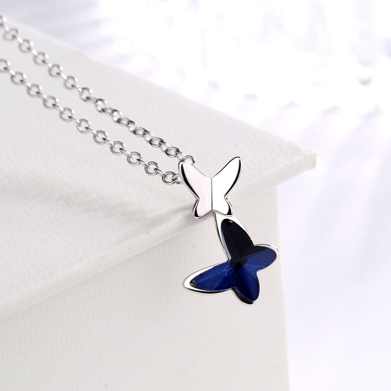 Sterling Silver and Swarovski Crystal Butterfly Pendant Necklace