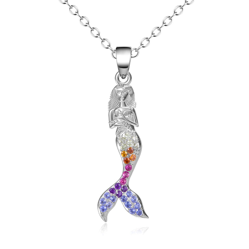 Muli-Colored Swarovski Crystal Mermaid Pendant Necklace