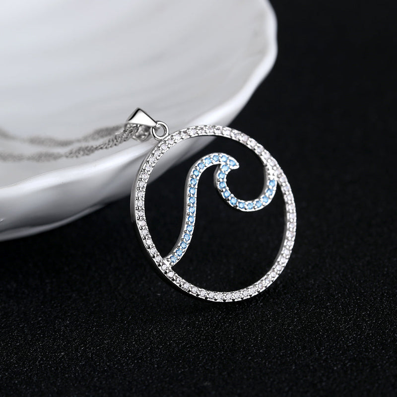 Sterling Silver Aquamarine and Cubic Zirconia Pendant Necklace