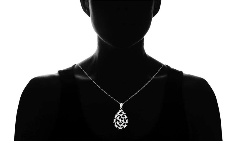 Sterling Silver Water Drop Crystal in Baguette Cut