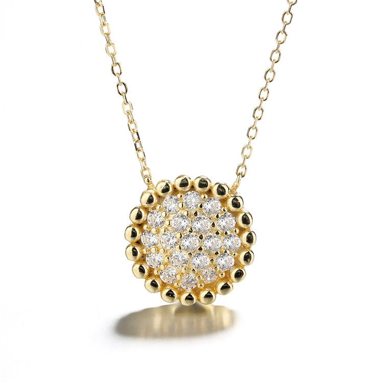 14K Gold Over Sterling Silver Studded  Crystal Pendant Necklace