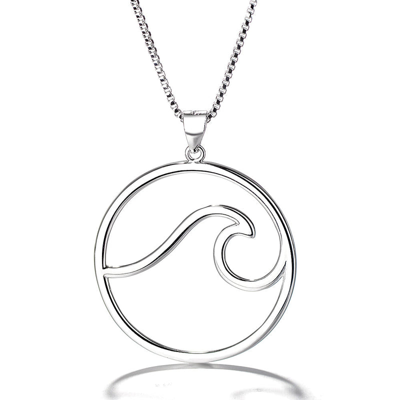 Sterling Silver Wave Pendant Necklace