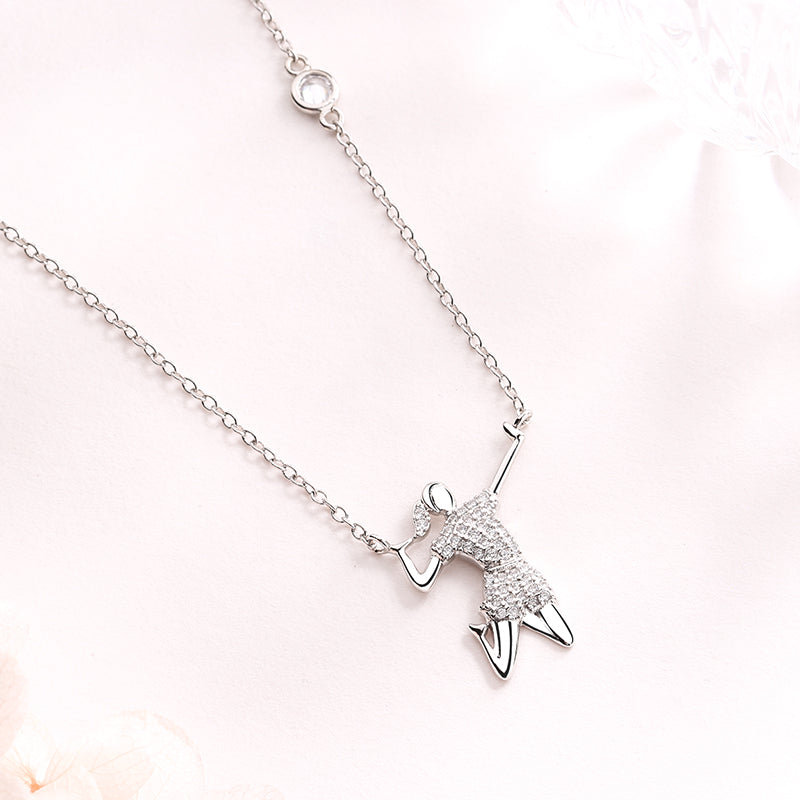Sterling Silver Volleyball Player Pendant Necklace