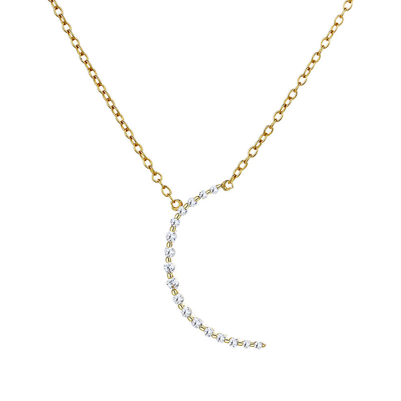 14K Gold and Sterling Silver Crescent Pendant Necklaces Gold Plated