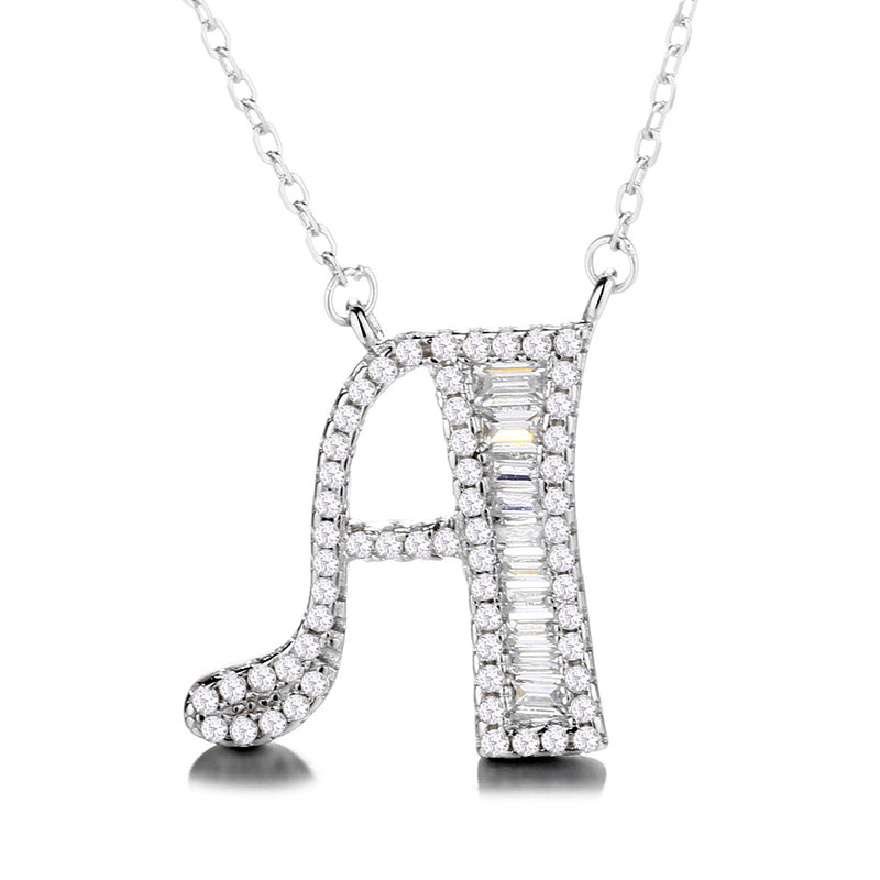 Sterling Silver Initial Pendant Necklace with Swarovski Crystal