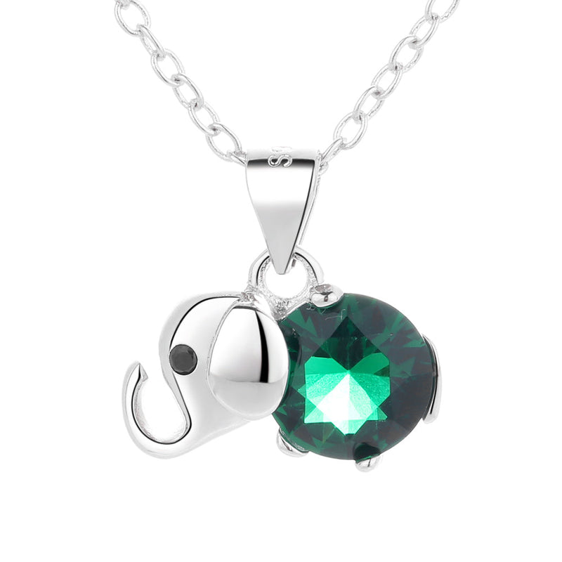 Sterling Silver Gemstone Elephant Pendant Necklace