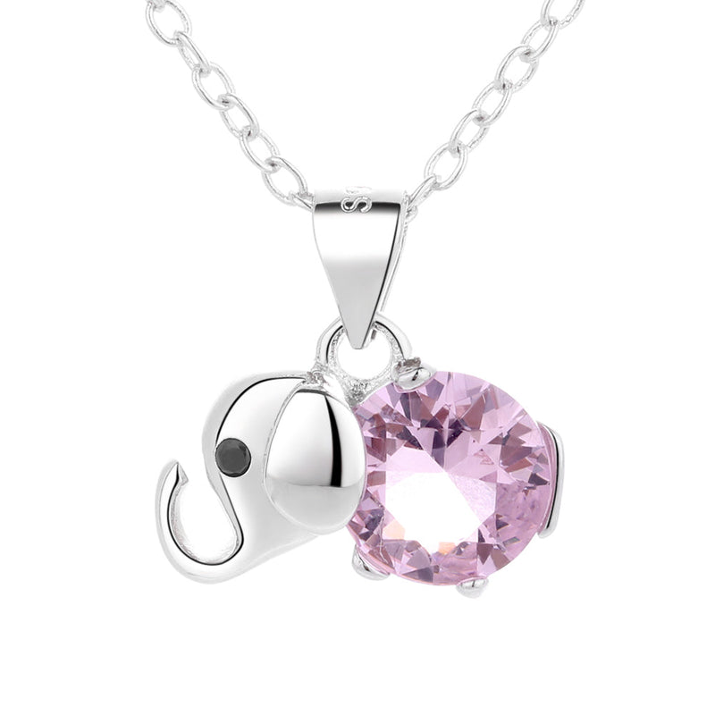 Sterling Silver Gemstone Elephant Pendant Necklace