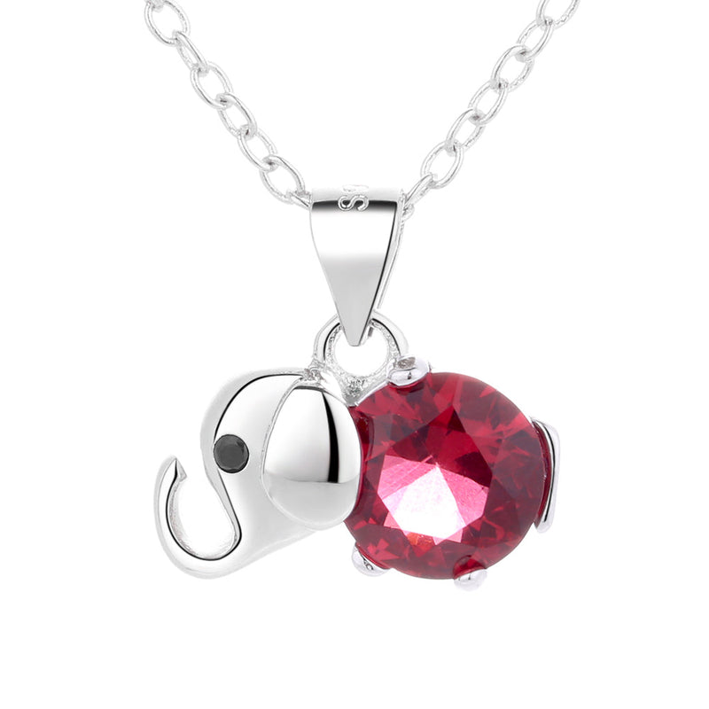 Sterling Silver Gemstone Elephant Pendant Necklace