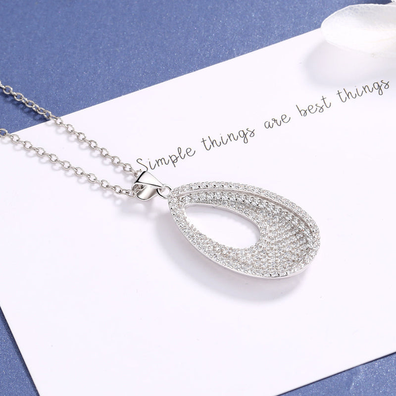 Sterling Silver Pave Teardrop Pendant with crystals