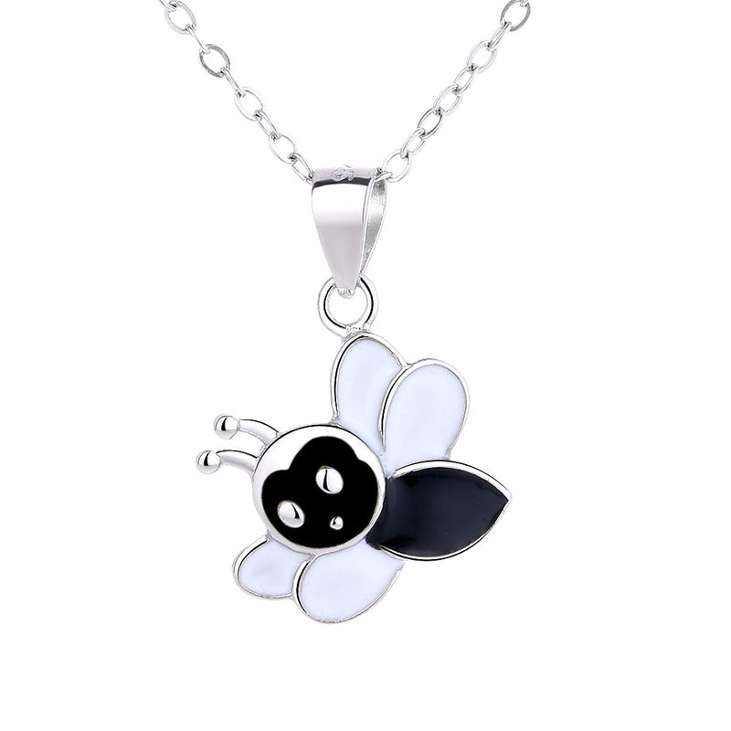 Sterling Silver Bee Necklace with Crystal