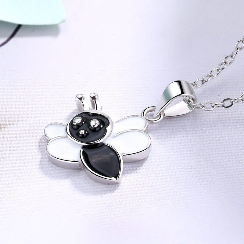 Sterling Silver Bee Necklace with Crystal