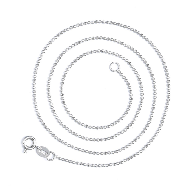 14K White Gold ball bead chain Necklace