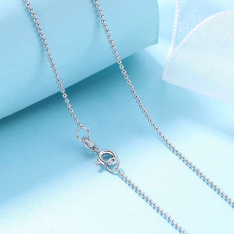 14K White Gold ball bead chain Necklace