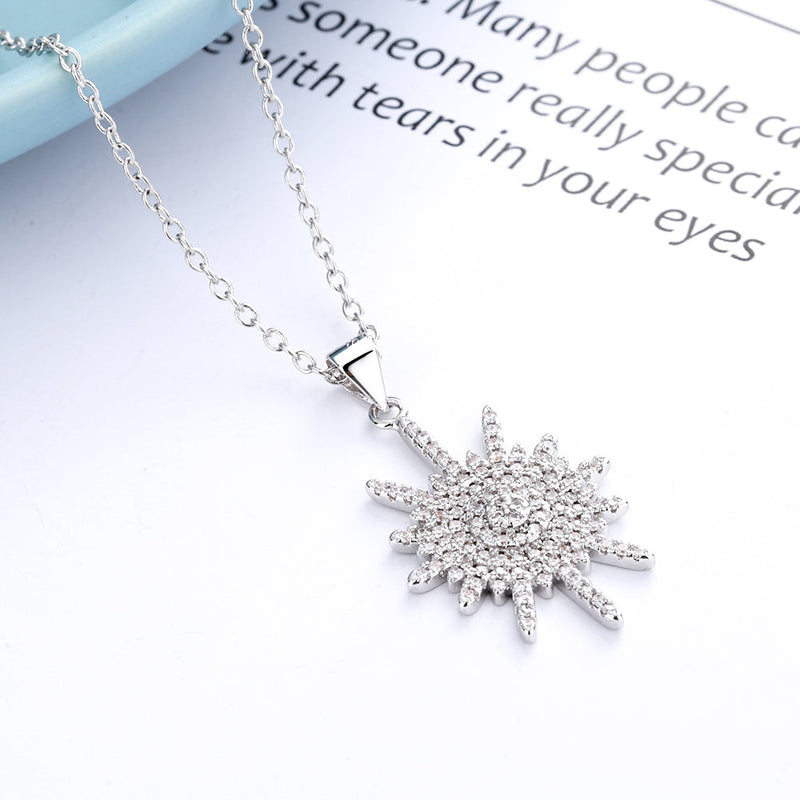 Sterling Silver Starburst Pendant Necklace