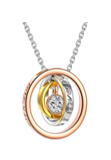 Tri-Tone Sterling Silver "I Love you" Pendant Necklace