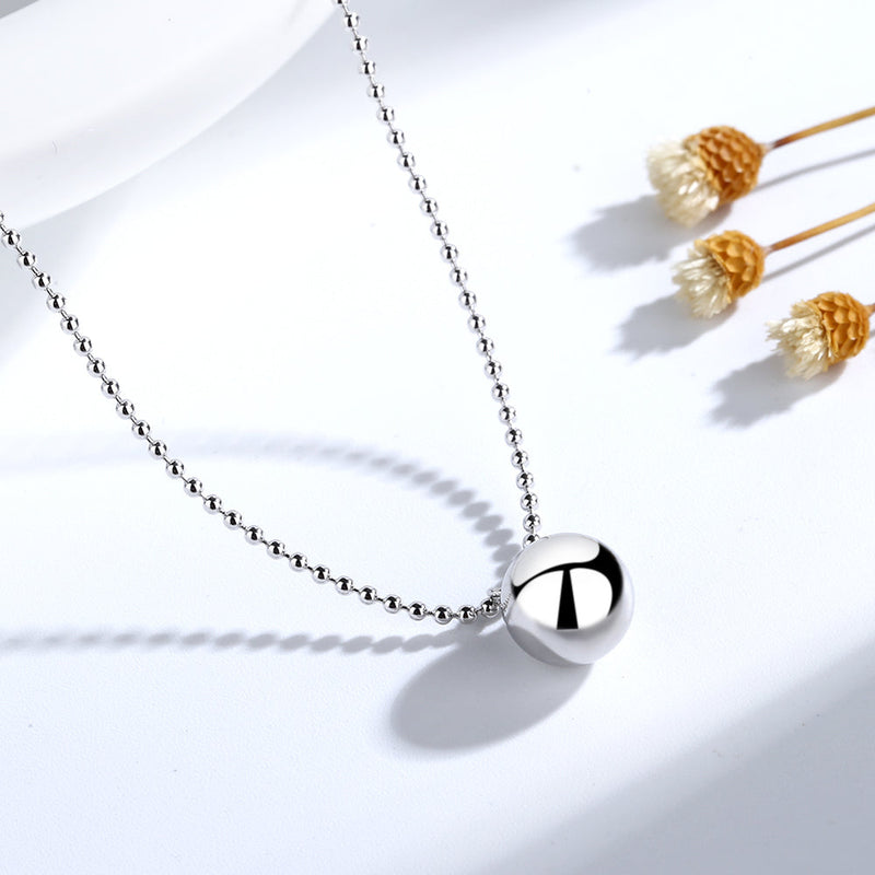 925 Sterling Silver Ball Bead Pendant Necklace