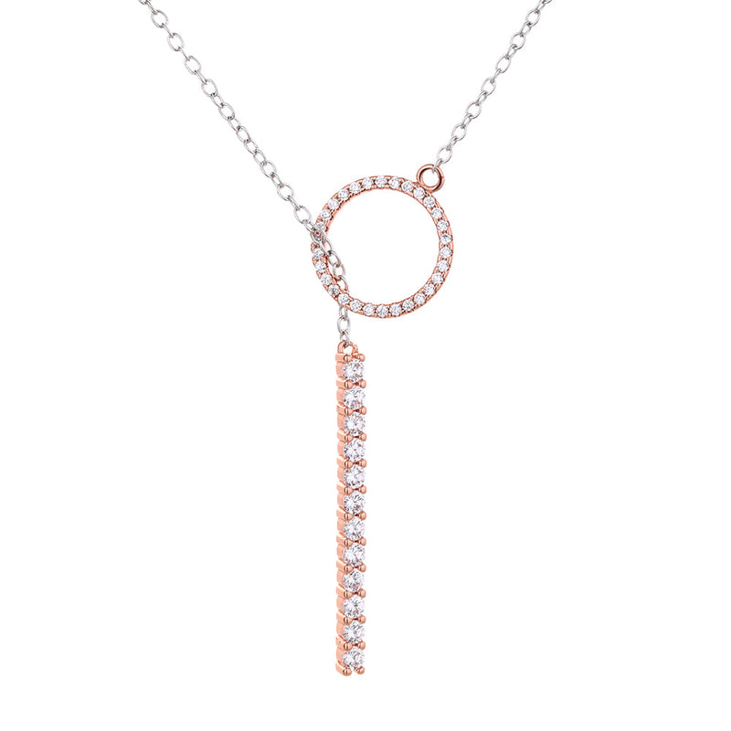 Crystal Two Tone Lariat Necklace