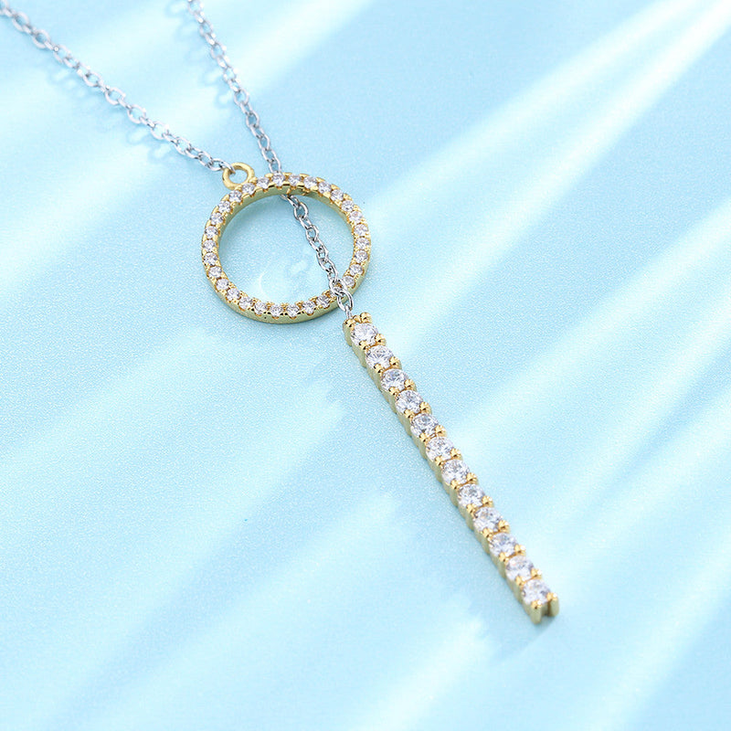 Crystal Two Tone Lariat Necklace