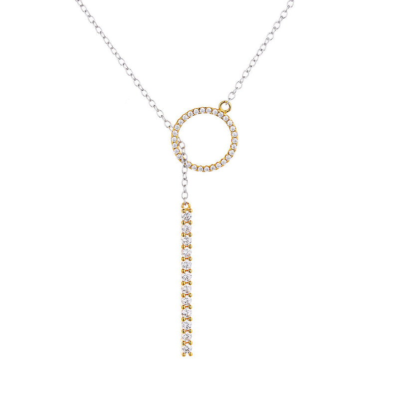 Crystal Two Tone Lariat Necklace