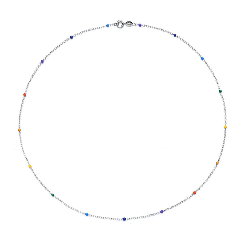 Sterling Silver 7 Genuine Chakra Stationary Necklace