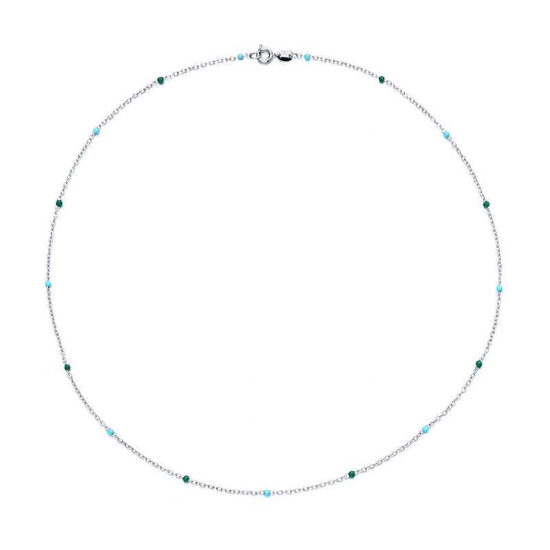 Sterling Silver 7 Genuine Chakra Stationary Necklace