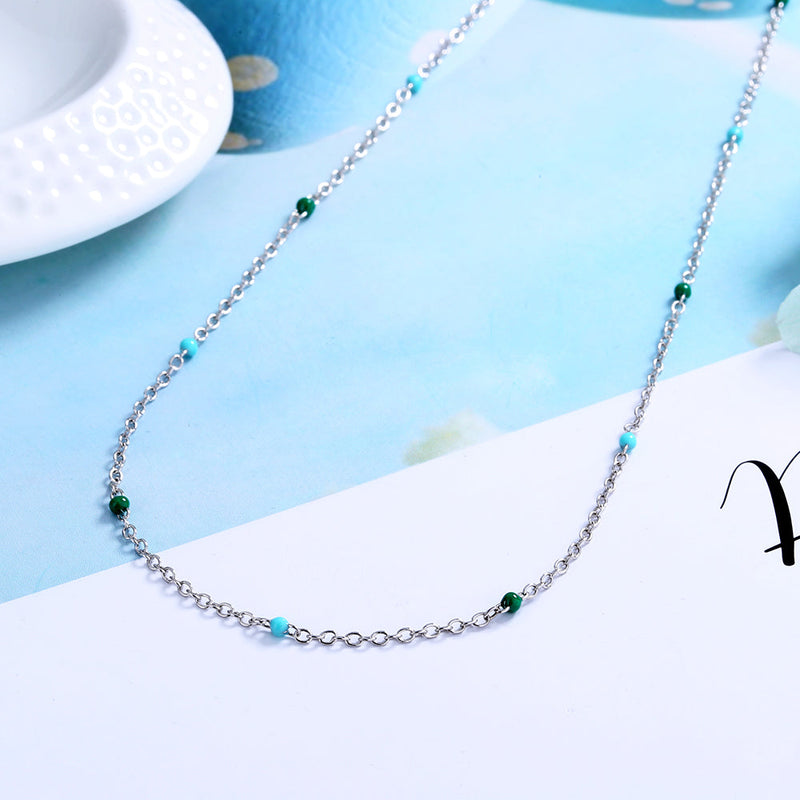 Sterling Silver 7 Genuine Chakra Stationary Necklace