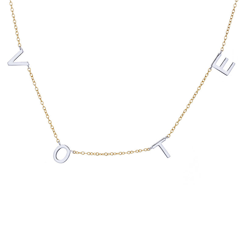 14K Gold and Sterling Silver Vote Necklace