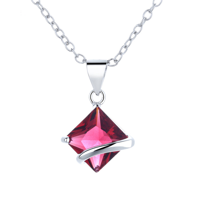 Amy and Annette Sterling Silver Sapphire or Ruby Pendant Necklace