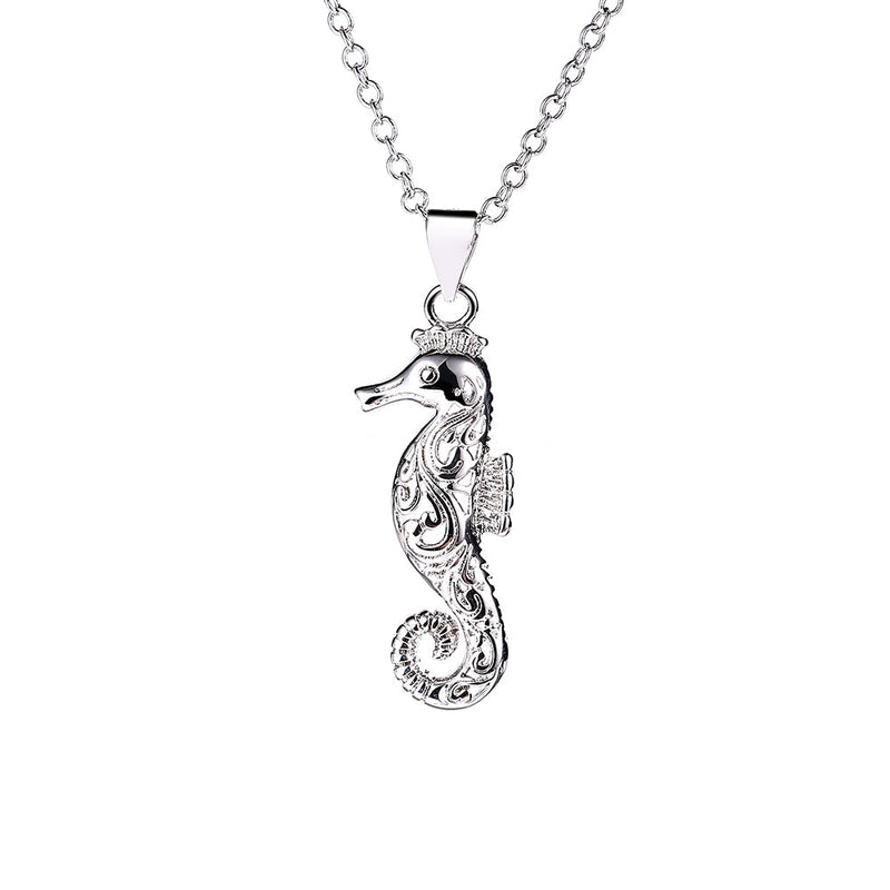 Sterling Silver Artisan Filigree Sea Horse Necklace