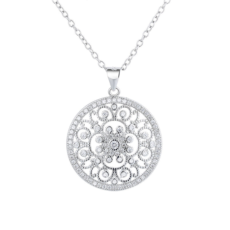 Sterling Silver Filigree Pendant Necklace with crystals from Swarovski