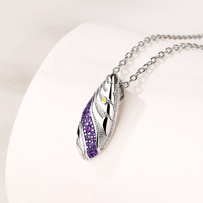 18K White Gold Bali Filigree Artisan Oval Drop Pendant Necklace with Amethyst