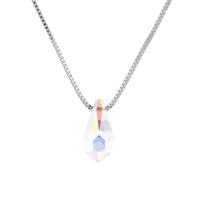 Sterling Silver Preciosa Drop Aurora Borealis Crystal Pendant Necklace