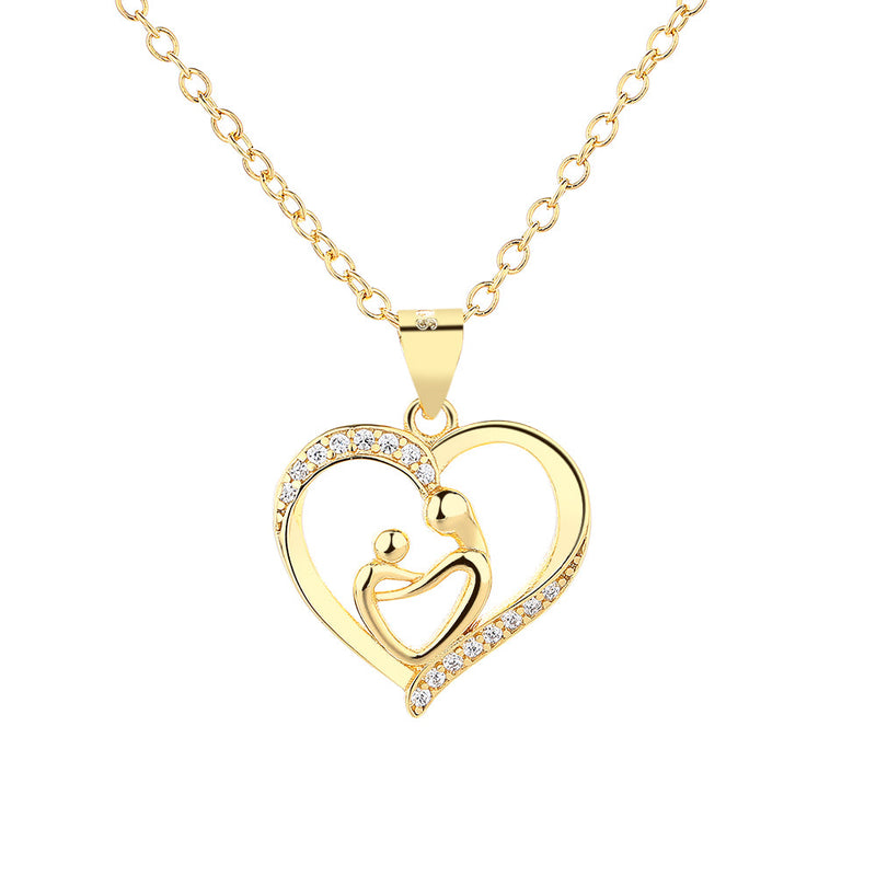 14K Gold	Motherhood pendant necklace with crystals (Mother's Day)
