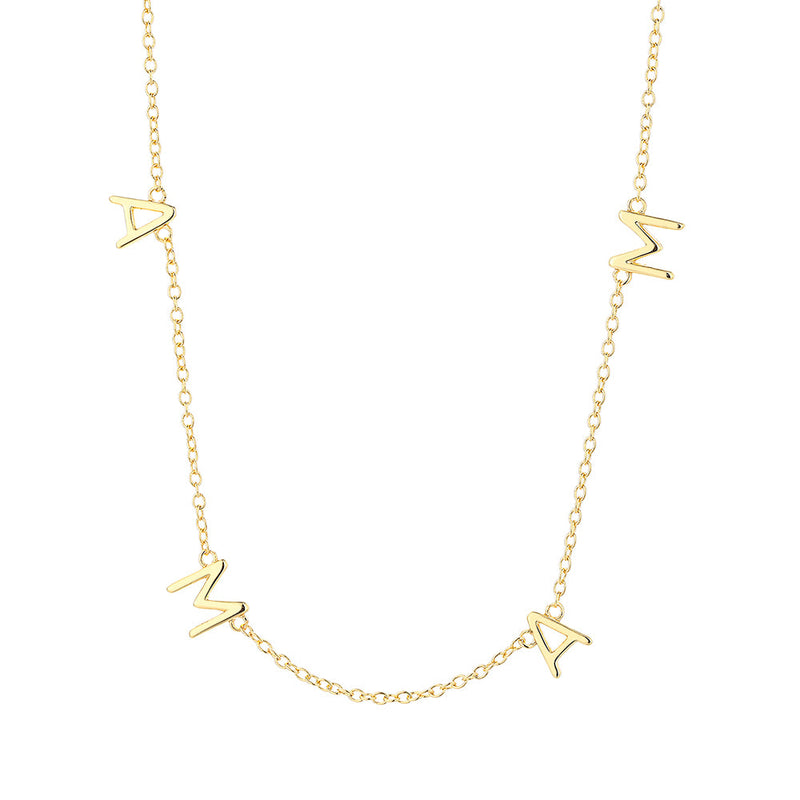 14K Gold Mama Bib Necklace - 14"