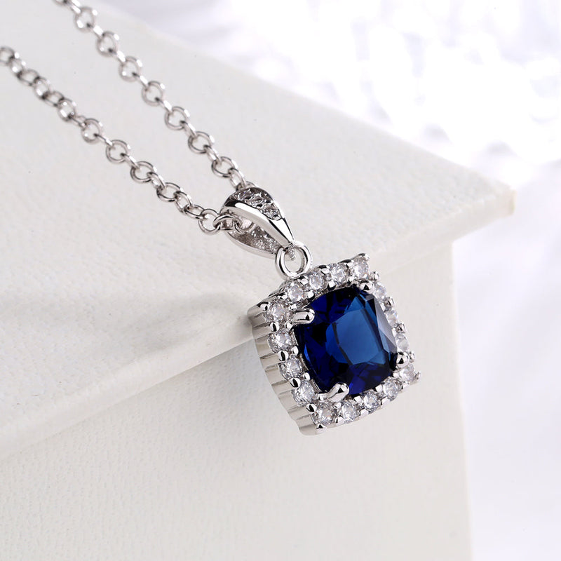 Sterling Silver Sapphire Pendant Necklace