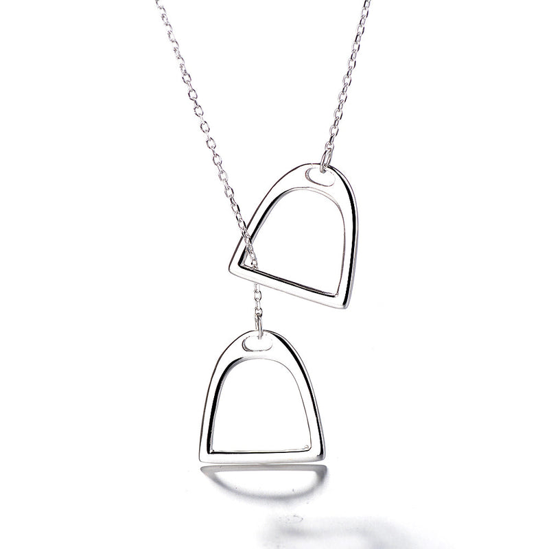 Sterling Silver Geometric Lariat Necklace