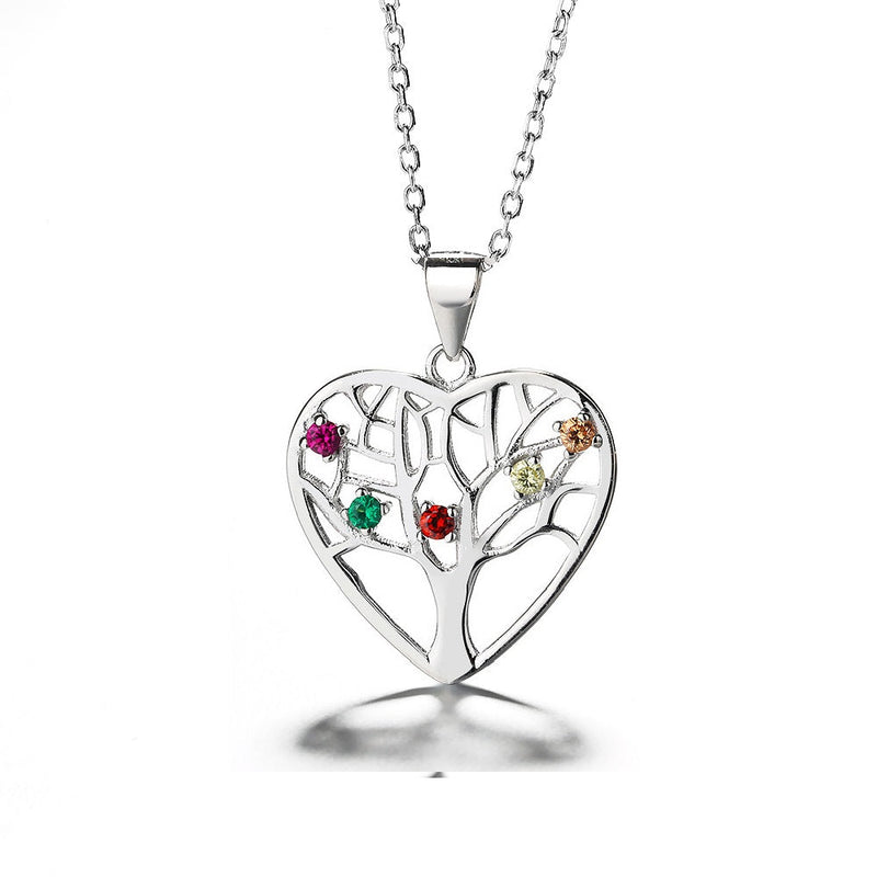 Sterling Silver Gemstone Heart Tree of Life pendant necklace