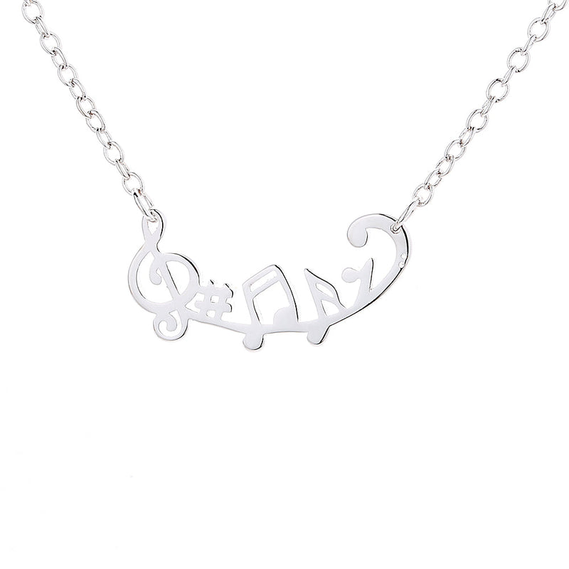 14K Gold and Sterling Silver Musical Notes Necklace