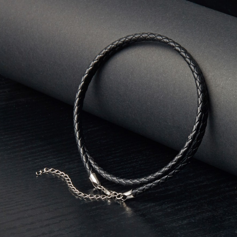 Sterling Silver Braided Leather Cord Necklace